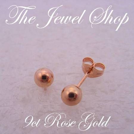 9CT ROSE GOLD 3mm BALL STUD EARRINGS