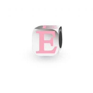 MY LITTLE ANGEL BABYLINKS ALPHABET BEAD CHARM PINK LETTER E -BL-E-PK