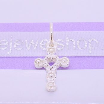 STERLING SILVER 9mm x 16mm FLOWER HEART CROSS TRADITIONAL CHARM