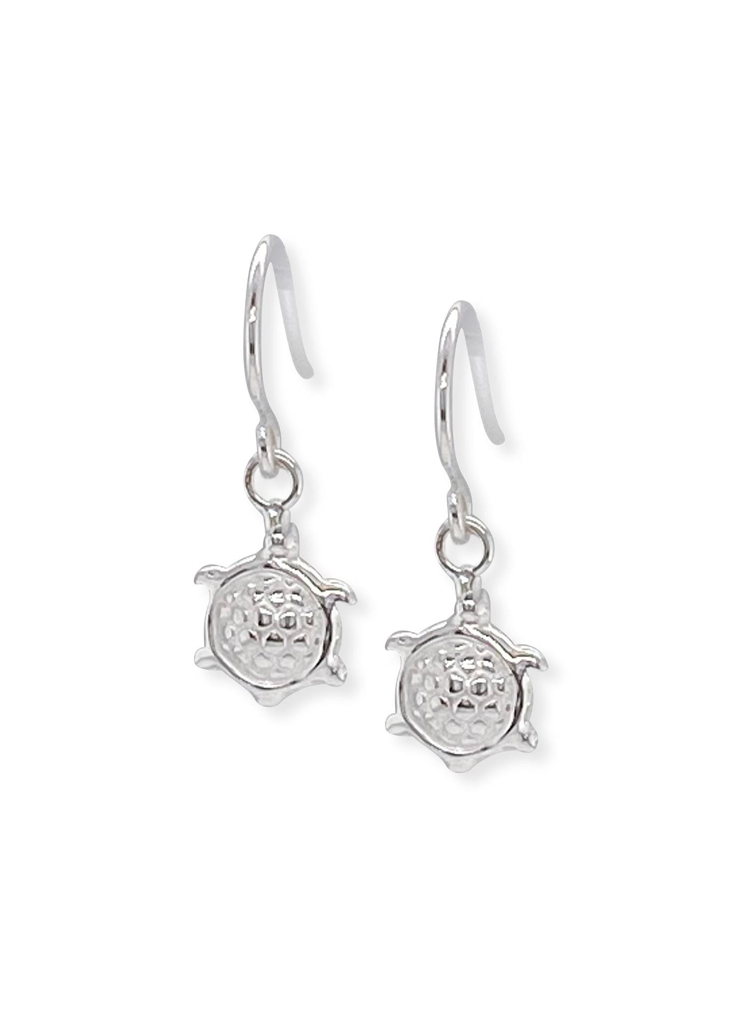 Sterling Silver 7mm Turtle Charm Hook Earrings