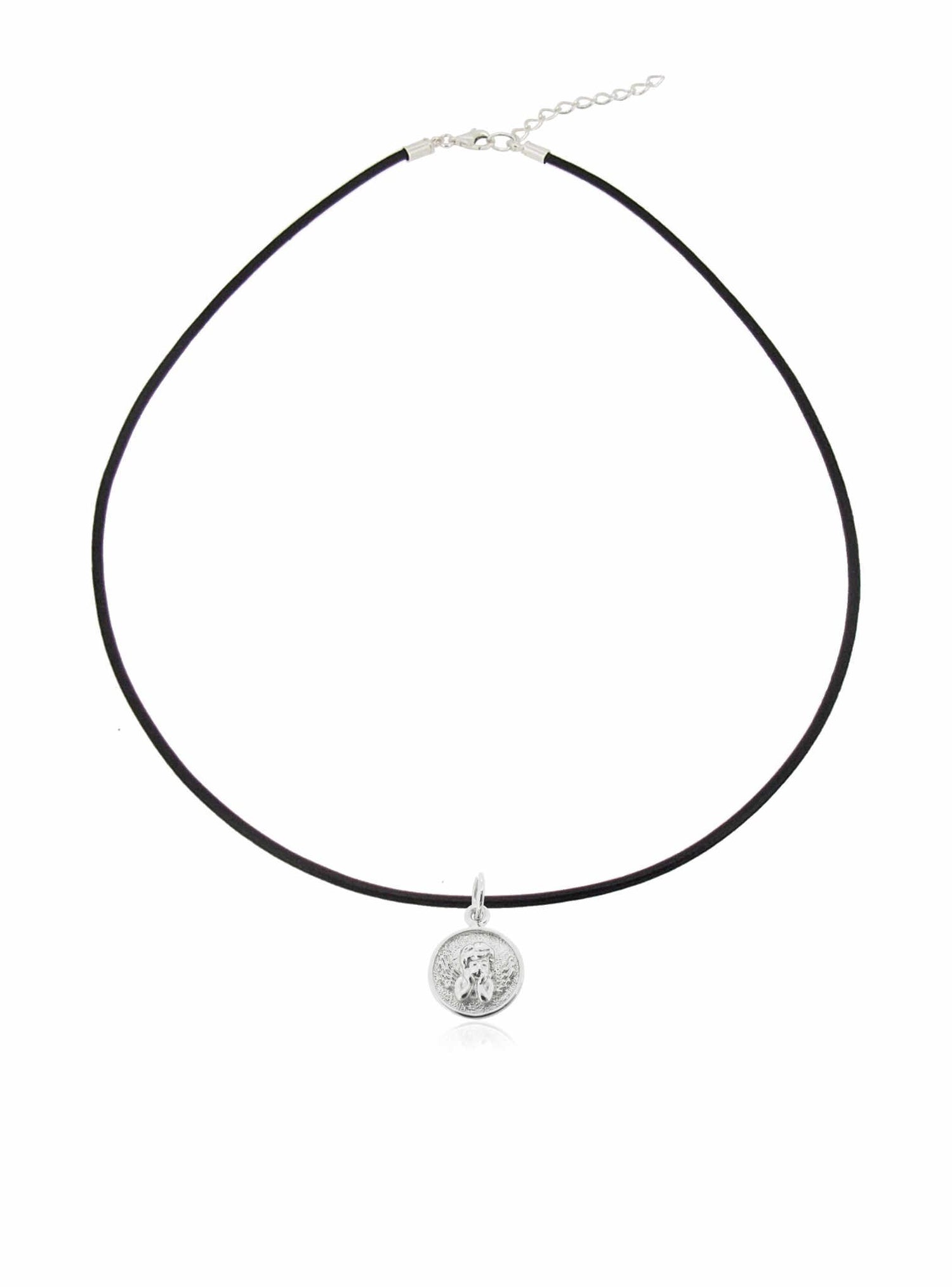 Sterling Silver 2mm Leather Cord Chain Necklace in Black
