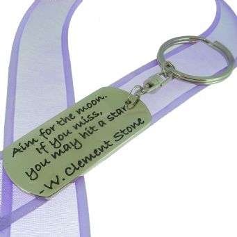 Rectangle Poetic Affirmation Key Ring - Aim for the Moon, if You Miss You May Hit a Star- Kc-2-74
