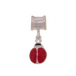 STERLING SILVER RED LADYBUG BEAD CHARM SLIDER