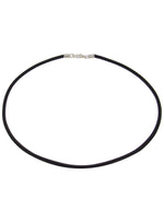 Sterling Silver Black Leather Chain Necklace