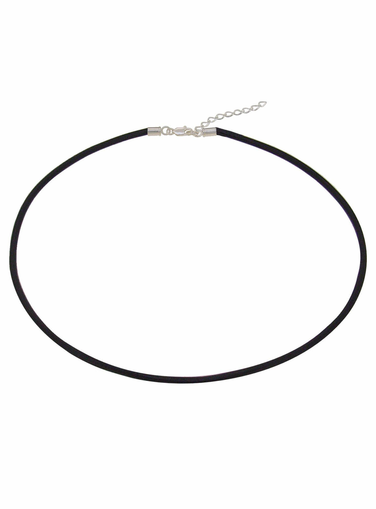 Sterling Silver Black Leather Chain Necklace