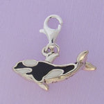 STERLING SILVER 21mm SEALIFE KILLER WHALE CLIP ON CHARM - TI-01582