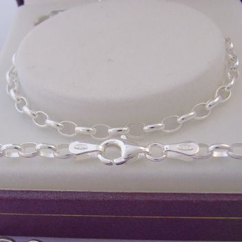 STERLING SILVER 3mm OVAL BELCHER BRACELET ALL SIZES 12cm - 19cm
