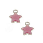 STERLING SILVER TWO PASTICHE BABY PINK STAR CHARMS for SLEEPER EARRINGS