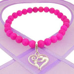 6mm BEADED STERLING SILVER CHARM BRACELET Mother Baby Heart - BLET-SS-6mmBead-BLET-SS-6mmBead-faith