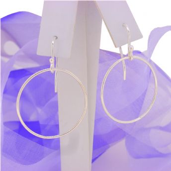 STERLING SILVER CIRCLE of HOPE CHARM BALL DROP HOOK EARRINGS