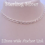 50CM STERLING SILVER UNISEX 2.2mm ANCHOR NECKLACE CHAIN