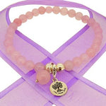 TEENAGER ADULT 6mm BEADED STERLING SILVER CHARM BRACELET ROSE QUARTZ -BLET-6mmBead-RoseQuatz