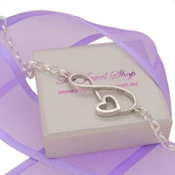 STERLING SILVER INFINITE LOVE INFINITY HEART OVAL BELCHER BRACELET ALL SIZES 12cm - 19cm