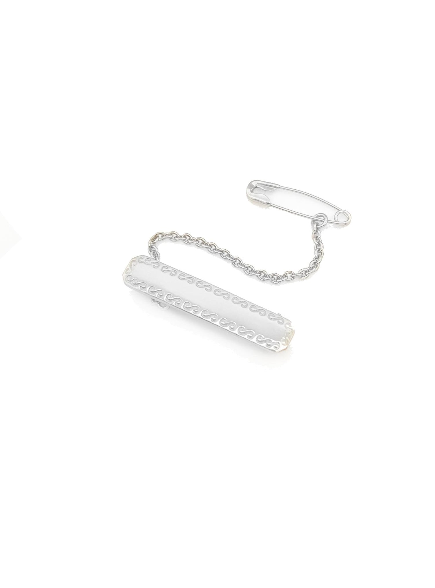 Sterling Silver Rectangle Identity Name Baby Brooch