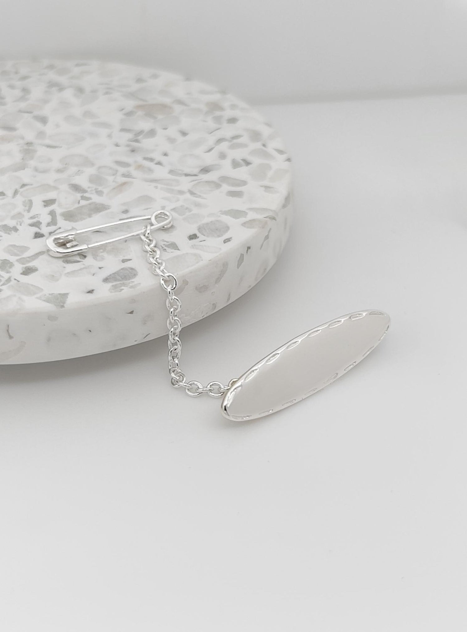 Sterling Silver Oval Identity Name Baby Brooch