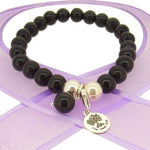 TEENAGER ADULT 8mm BEADED STERLING SILVER CHARM BRACELET ONYX -BLET-8mmBead-Onyx