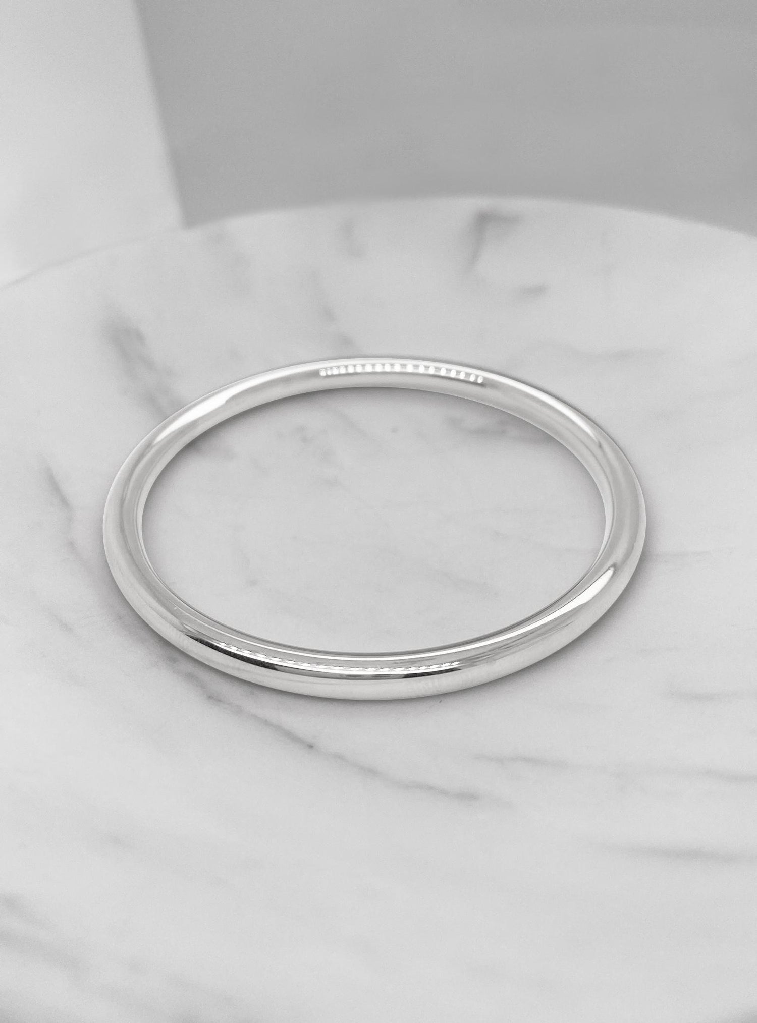 Sterling Silver 4mm Round Golf Bangle All Sizes