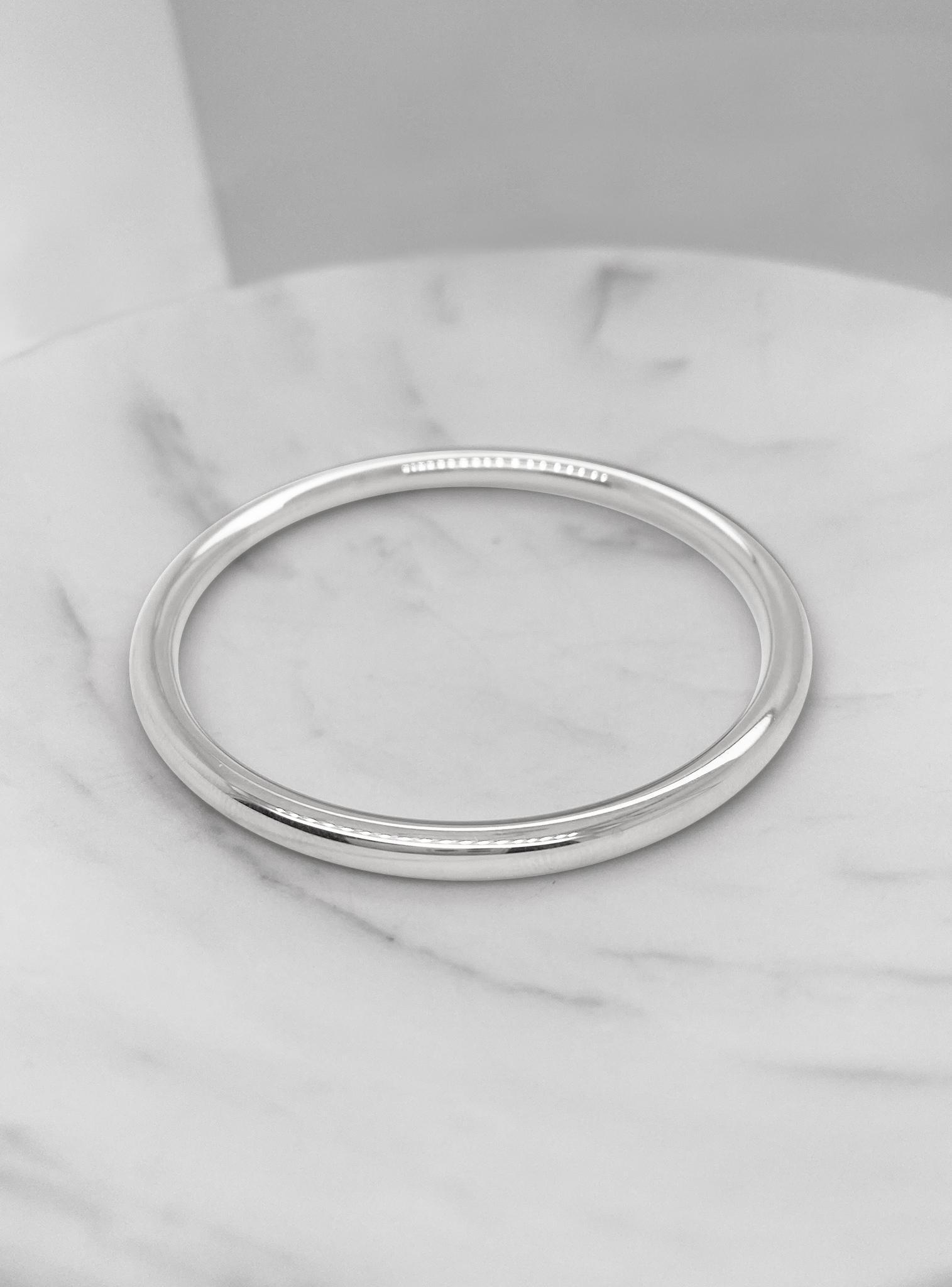 Sterling Silver 4mm Round Golf Bangle All Sizes