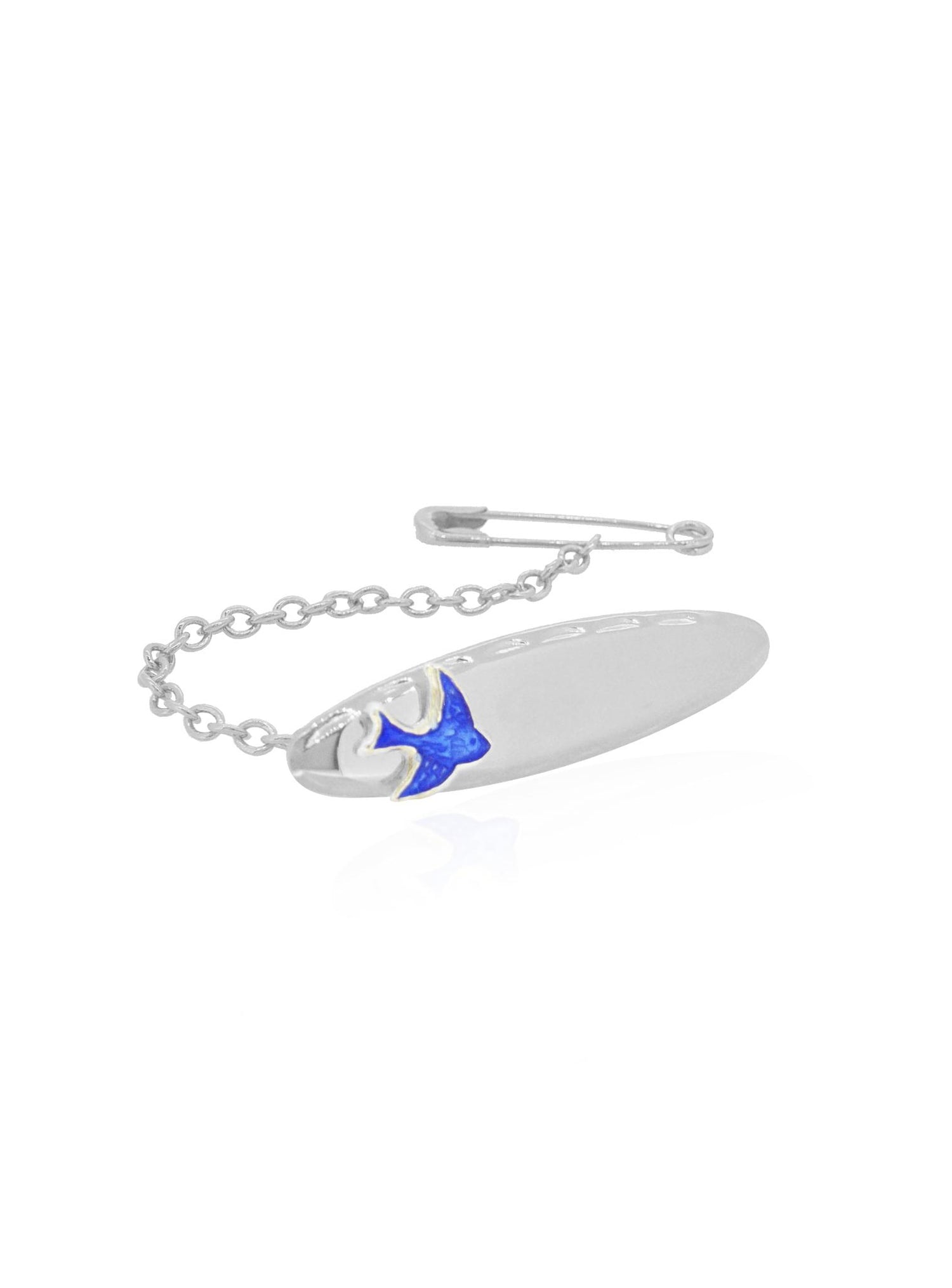 Bluebird Sterling Silver Oval Identity Baby Brooch