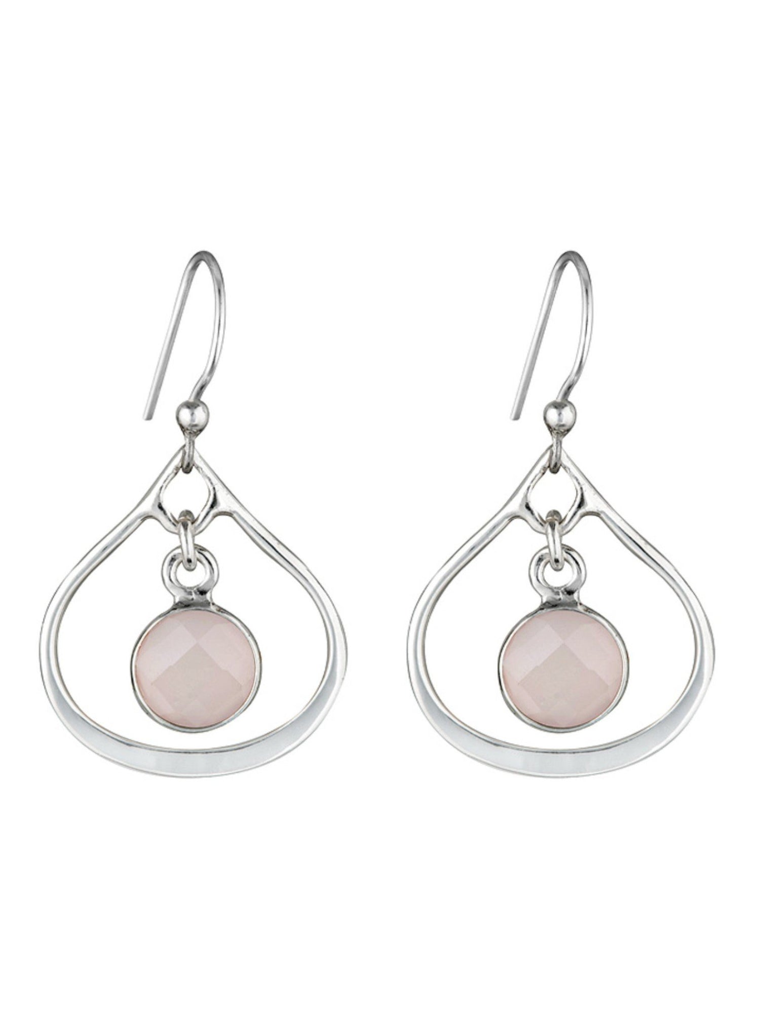 Silver Selene Mini Stone Earrings Soft Rose Quartz
