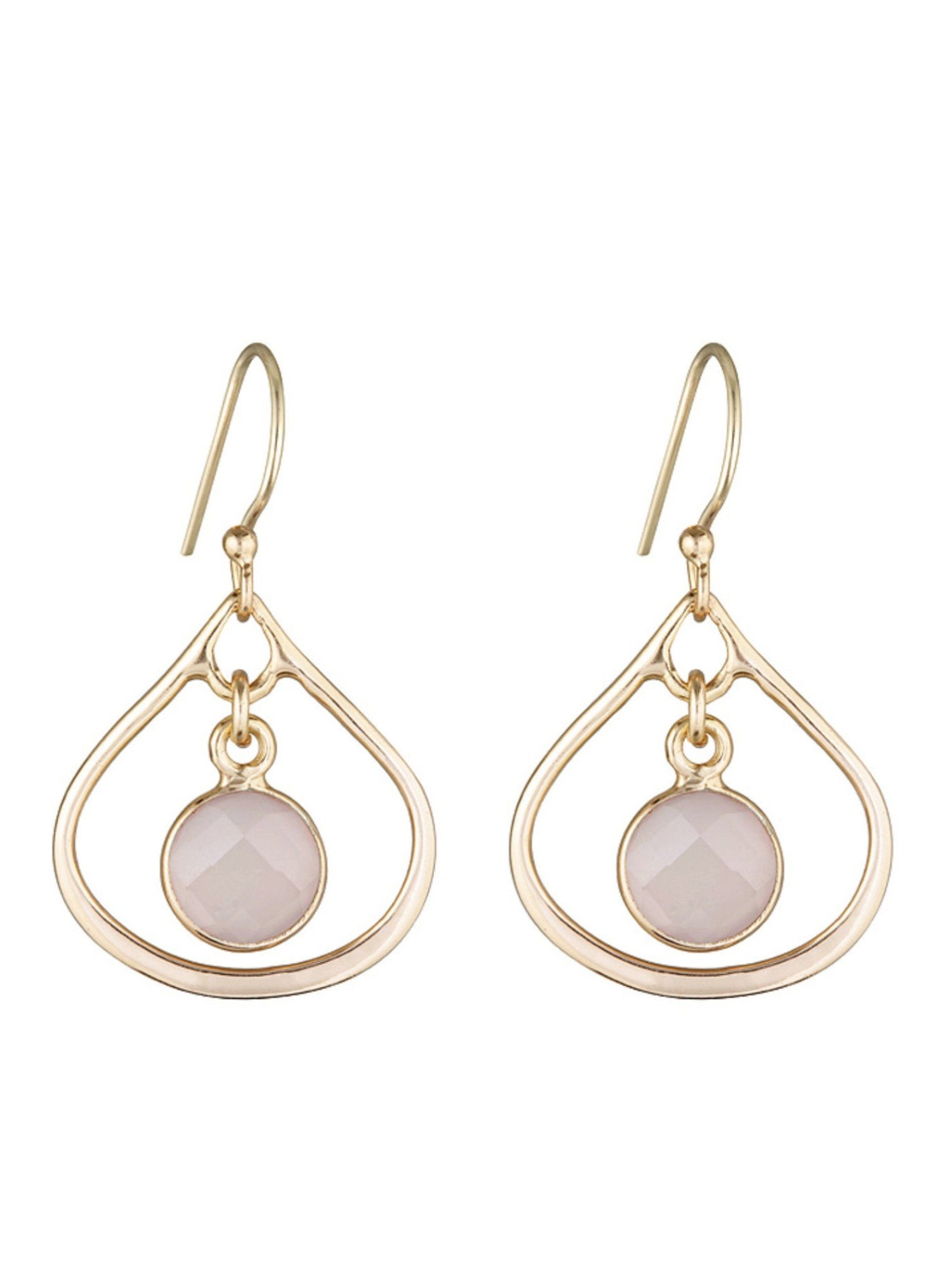 Soft Gold Selene Mini Stone Earrings Soft Rose Quartz