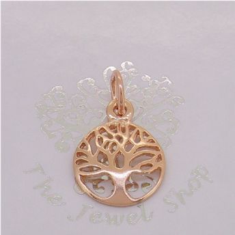SOLID 9CT ROSE GOLD 12mm TREE OF LIFE CHARM PENDANT