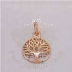 SOLID 9CT ROSE GOLD 12mm TREE OF LIFE CHARM PENDANT