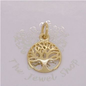 SOLID 9CT GOLD 12mm TREE OF LIFE CHARM PENDANT