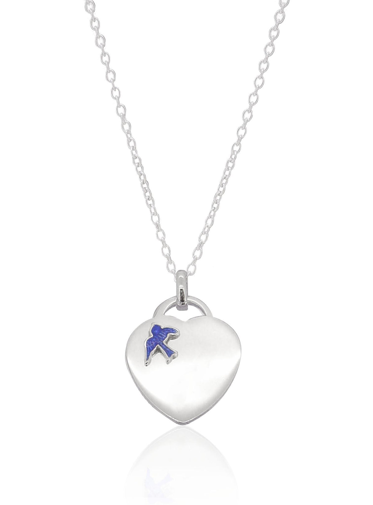 Sterling Silver 18mm Heart Bluebird Charm Pendant
