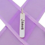 STERLING SILVER MENS and UNISEX SMALL 5mm x 30mm LOVE DROP TAG PERSONALISED NAME DESIGN -DT-5mm x 30mm