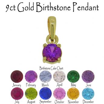 9CT GOLD 5mm BIRTHSTONE CHARM PENDANT