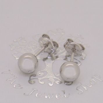9CT WHITE GOLD 6mm BALL STUD DESIGN EARRINGS