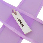STERLING SILVER MENS and UNISEX SMALL 7mm x 28mm LOVE DROP TAG PERSONALISED NAME DESIGN -DT-7mm x 28mm-SS