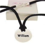 UNISEX 20mm ROUND PERSONALISED NAME MESSAGE TABLET COIN PENDANT SUEDE NECKLACE