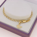 9CT YELLOW GOLD 17cm ADJUST SIZE CUTE DUCK CHARM CURB BRACELET