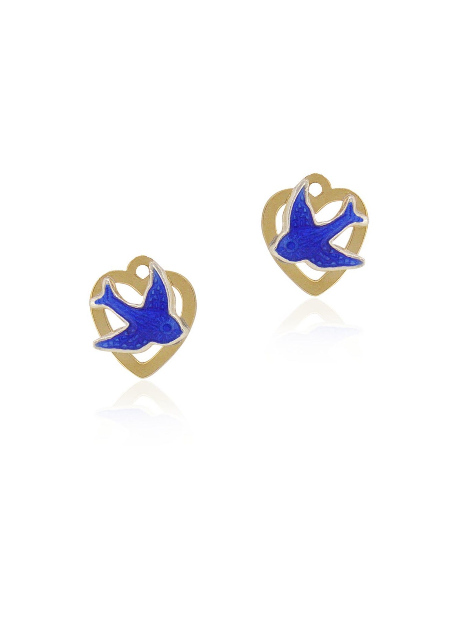 Bluebird Heart Charms for Sleeper Earrings in 9ct Gold