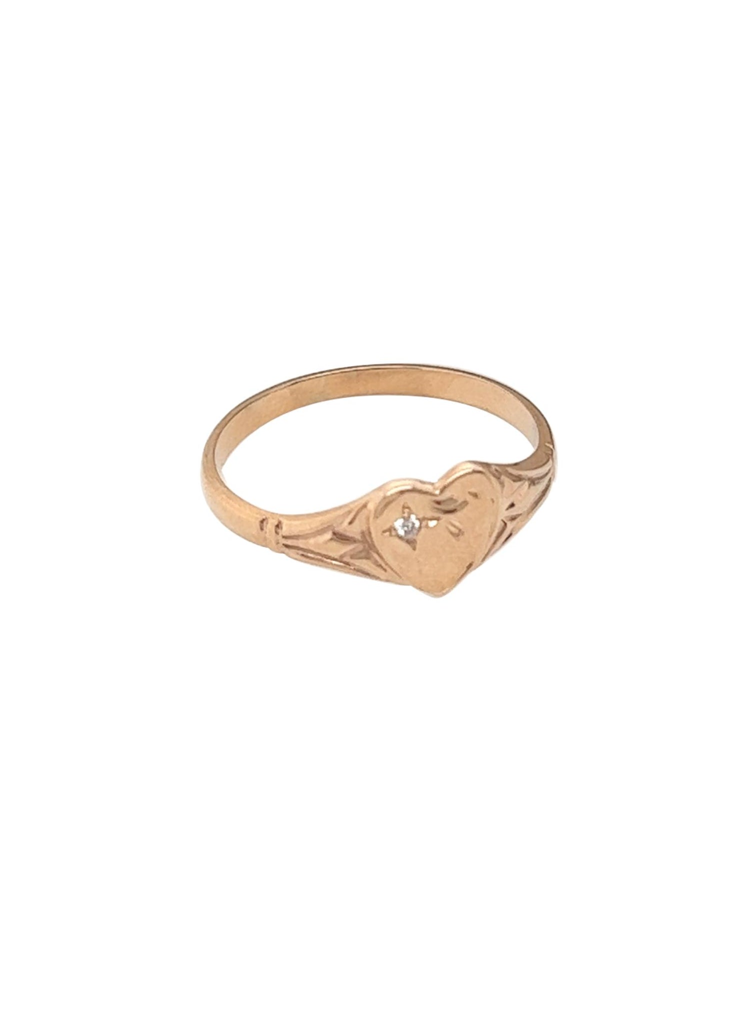 Solid 9ct Rose Gold Birthstone Heart Signet Ring