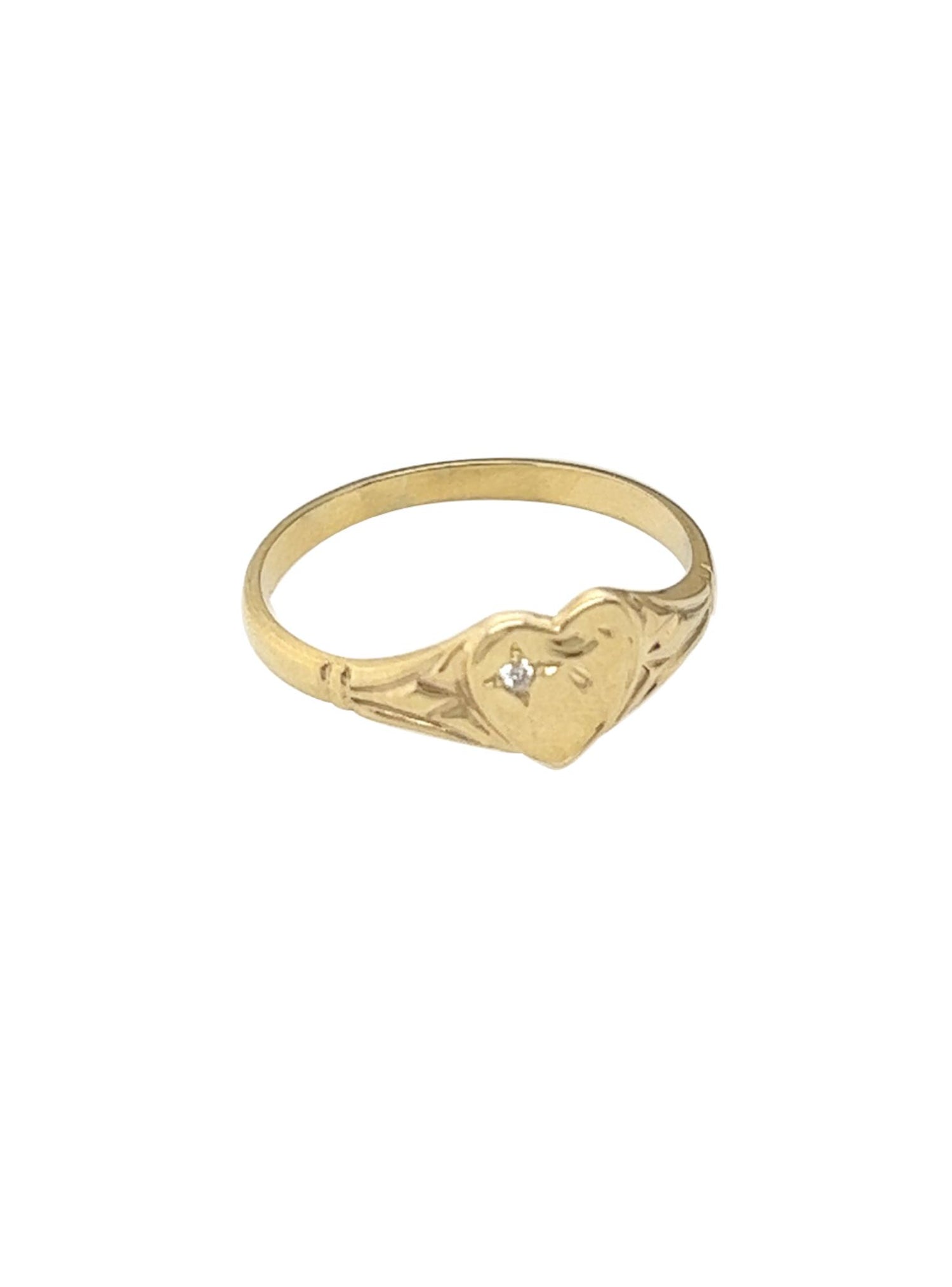 Solid 9ct Yellow Gold Birthstone Heart Signet Ring