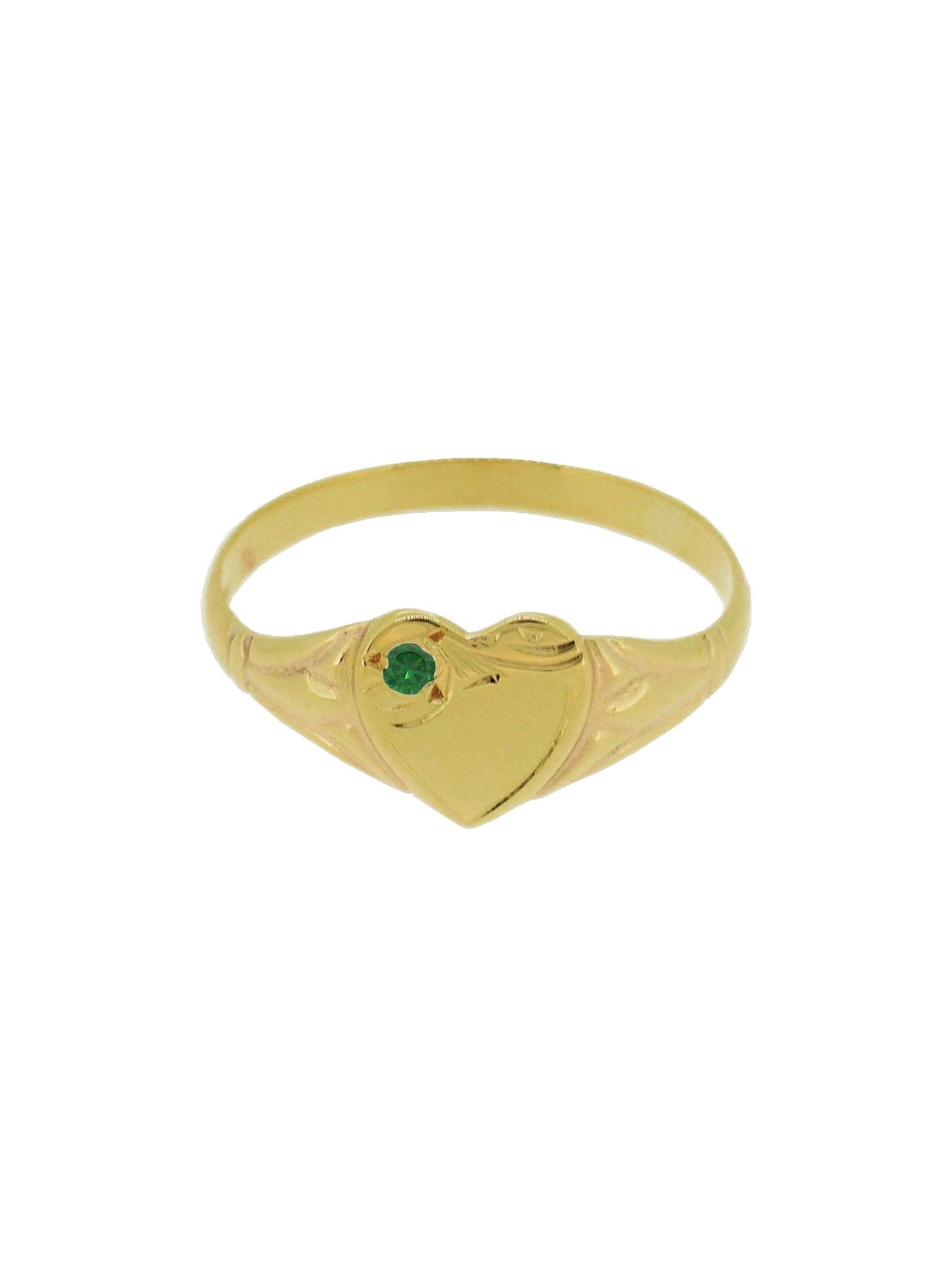 Solid 9ct Yellow Gold Birthstone Heart Signet Ring