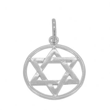9CT WHITE GOLD 19mm STAR OF DAVID PENDANT