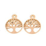 9CT ROSE GOLD 12mm TREE OF LIFE TWO CHARMS for SLEEPER EARRINGS