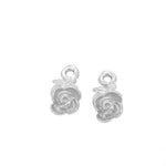 9CT WHITE GOLD TWO ROSE FLOWER CHARMS for SLEEPER EARRINGS