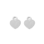 9CT WHITE GOLD 8mm HEART TWO LOVE HEART CHARMS for SLEEPER EARRINGS
