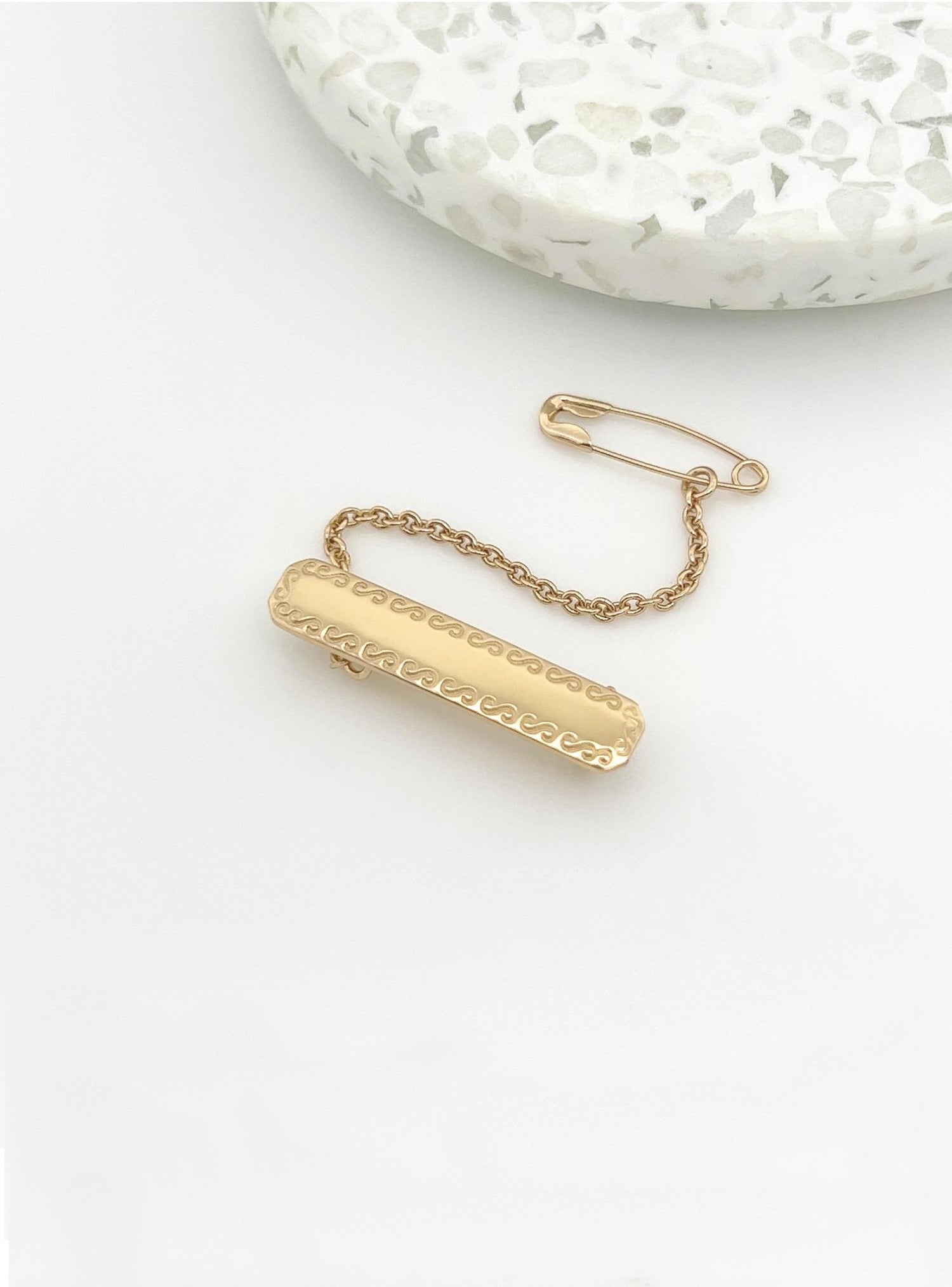 9ct Gold Baby Brooch Rectangle Design