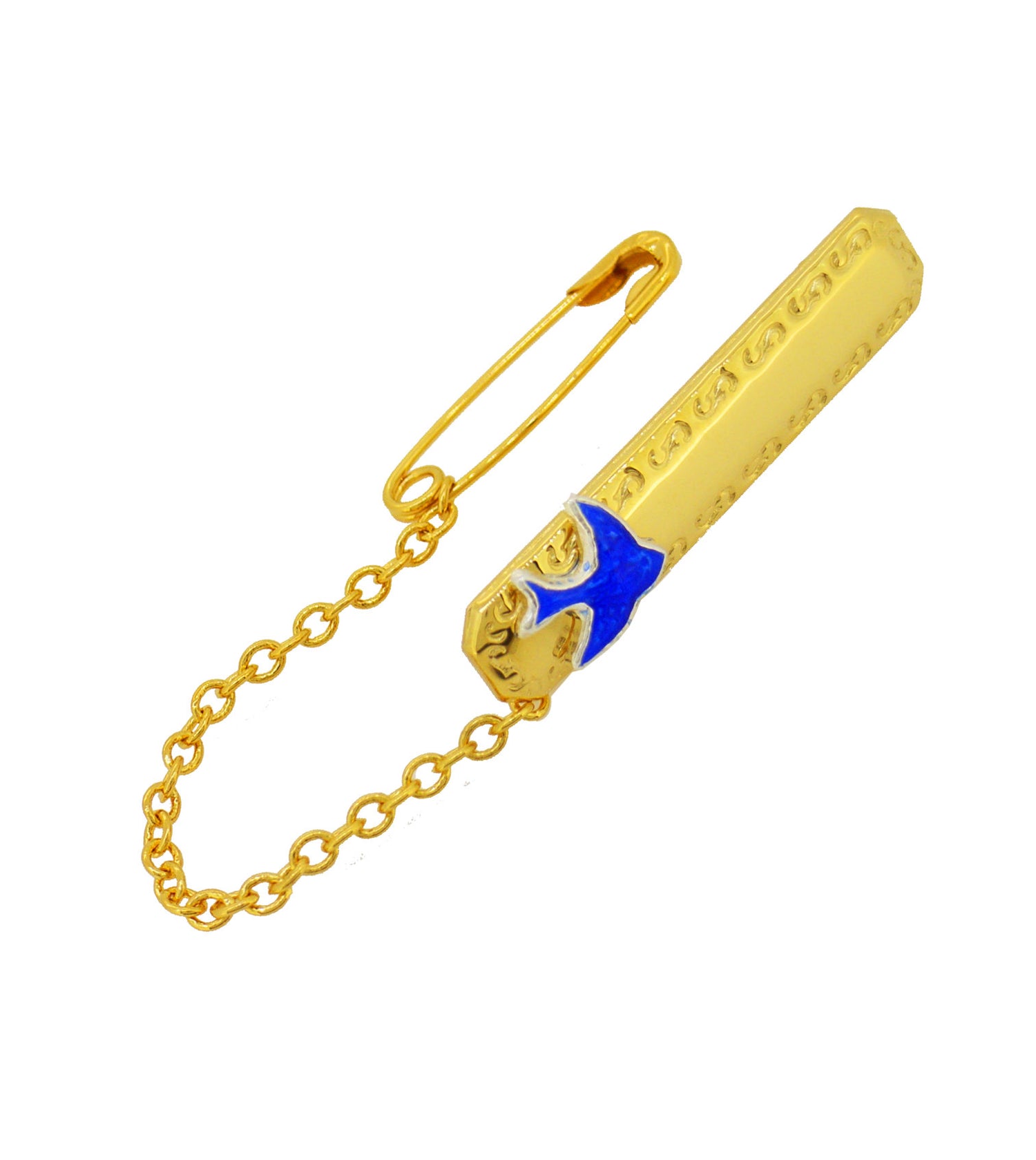 9ct Yellow Gold Blue Bird of Happiness Baby Brooch