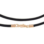 UNISEX 9CT ROSE GOLD BLACK LEATHER NECKLACE