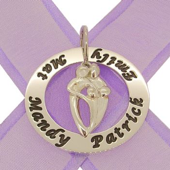 STERLING SILVER 37mm PERSONALISED FAMILY OF FOUR PENDANT
