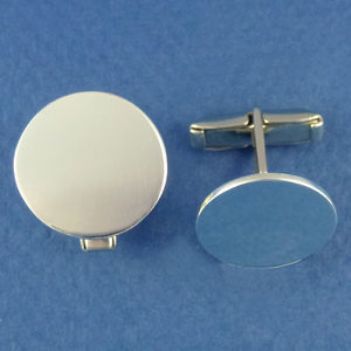 STERLING SILVER 16mm ROUND PERSONALISED CUFFLINKS -CL-16mm-RND