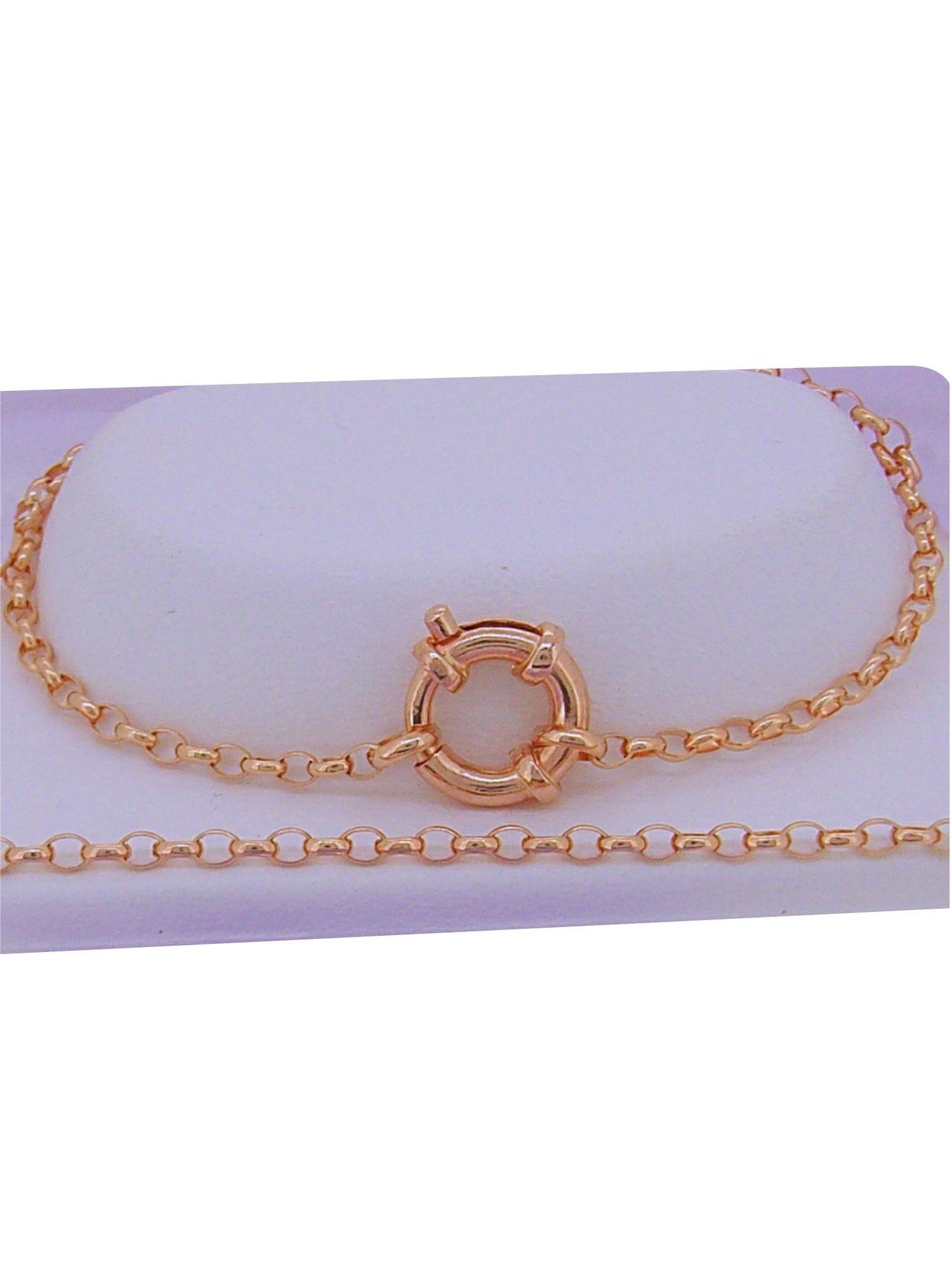 Oval Belcher Bolt Ring Chain Bracelet All Sizes in 9ct Rose Gold