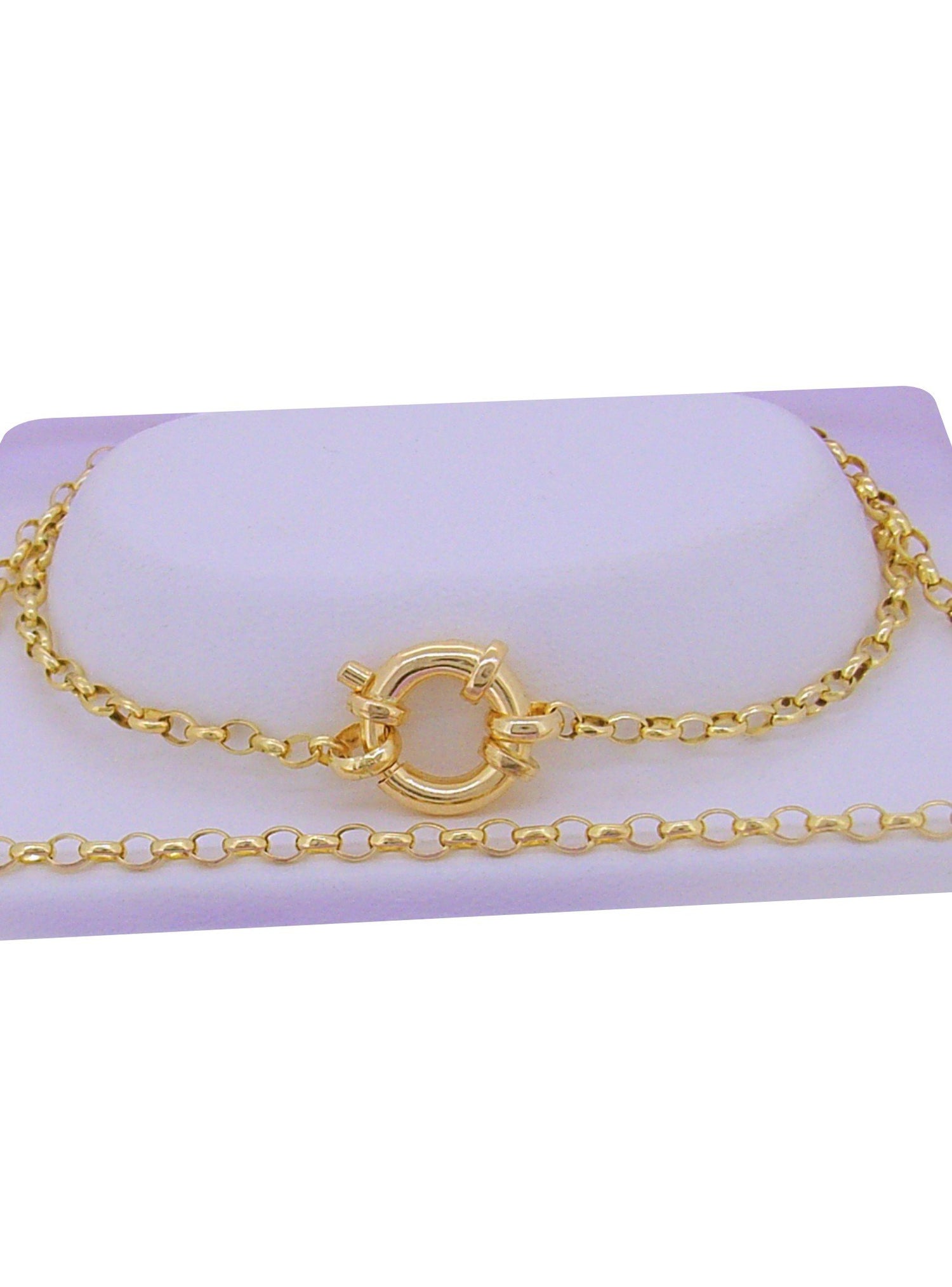 Oval Belcher Bolt Ring Chain Bracelet All Sizes in 9ct Gold